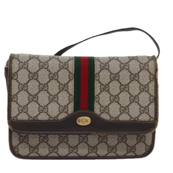 GUCCI GG Supreme Web Sherry Line Shoulder Bag PVC Beige Red Green Auth yk12734 - Picture 13 of 16